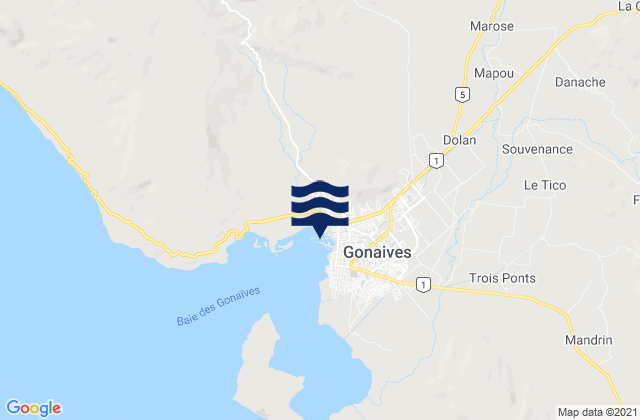 Gonayiv, Haitiの潮見表地図
