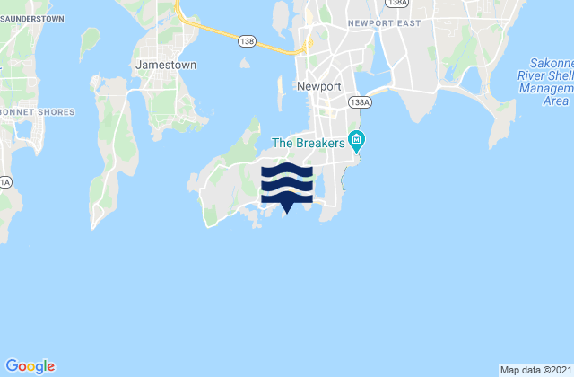 Gooseberry Island, United Statesの潮見表地図