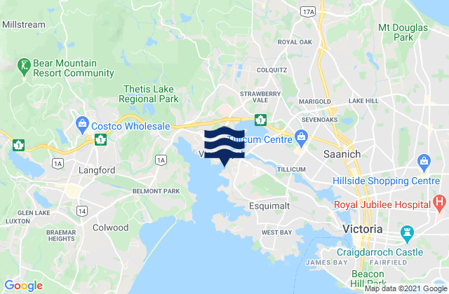 Gorge (Victoria), Canadaの潮見表地図