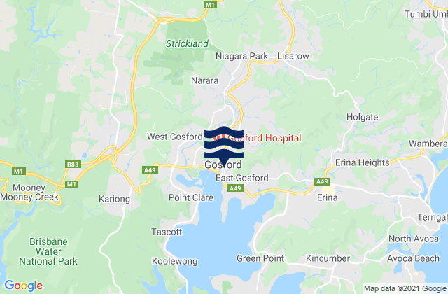 Gosford, Australiaの潮見表地図