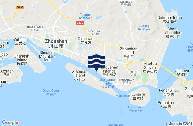 Goushan, Chinaの潮見表地図