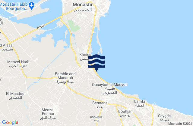Gouvernorat de Monastir, Tunisiaの潮見表地図