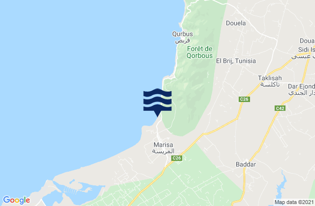 Gouvernorat de Nabeul, Tunisiaの潮見表地図
