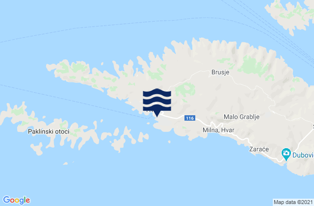 Grad Hvar, Croatiaの潮見表地図
