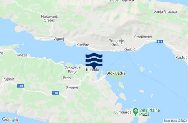 Grad Korčula, Croatiaの潮見表地図