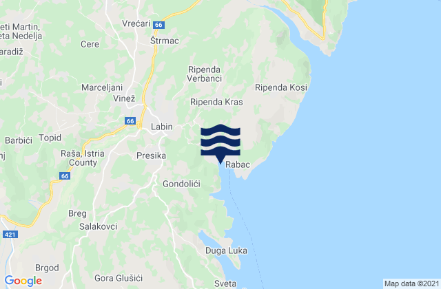 Grad Labin, Croatiaの潮見表地図