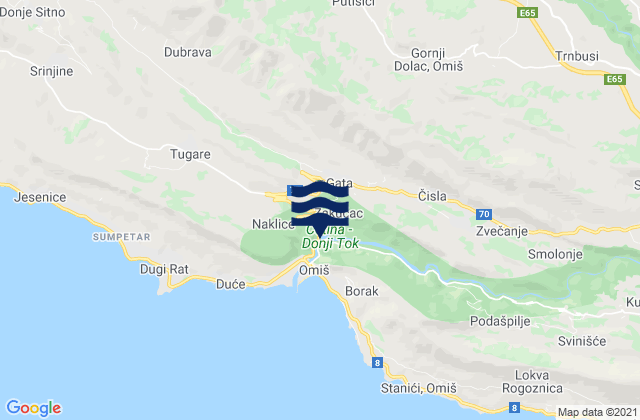 Grad Omiš, Croatiaの潮見表地図