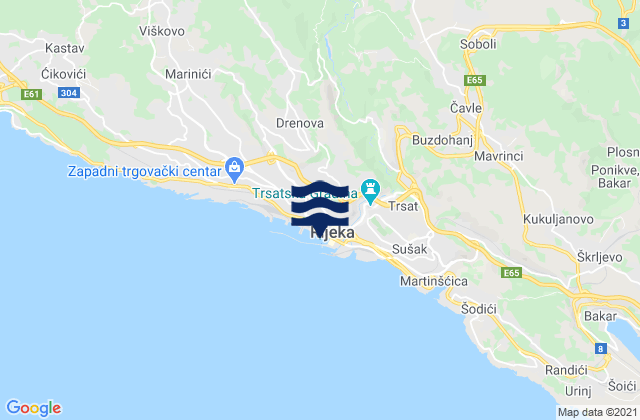 Grad Rijeka, Croatiaの潮見表地図