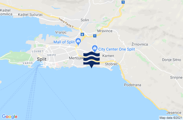 Grad Split, Croatiaの潮見表地図