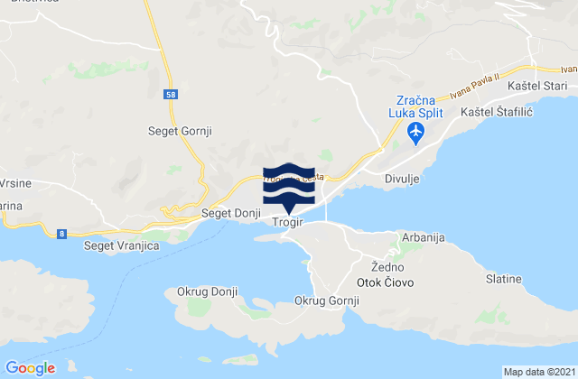 Grad Trogir, Croatiaの潮見表地図