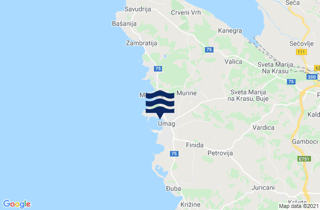 Grad Umag, Croatiaの潮見表地図