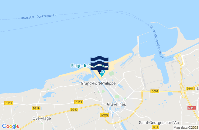 Grand-Fort-Philippe, Franceの潮見表地図