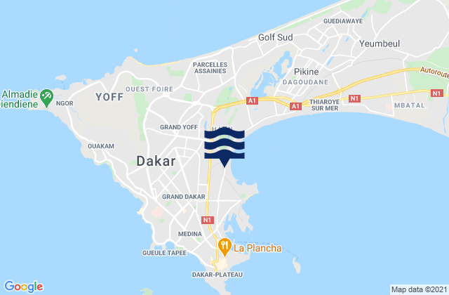 Grand Dakar, Senegalの潮見表地図