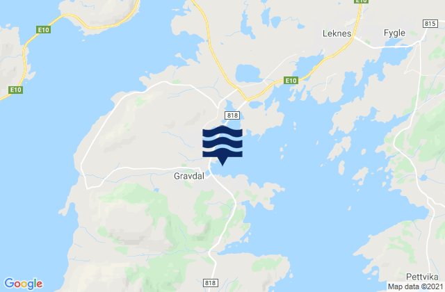 Gravdal, Norwayの潮見表地図