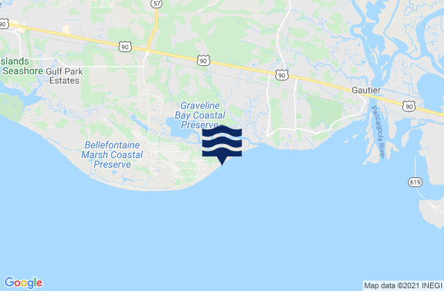 Graveline Bay, United Statesの潮見表地図