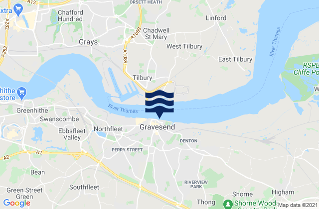Gravesend, United Kingdomの潮見表地図
