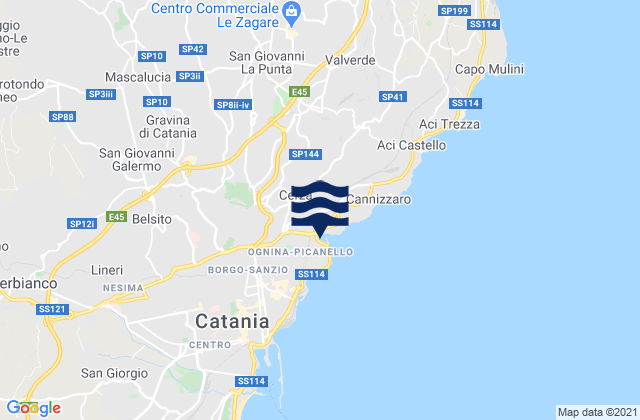 Gravina di Catania, Italyの潮見表地図