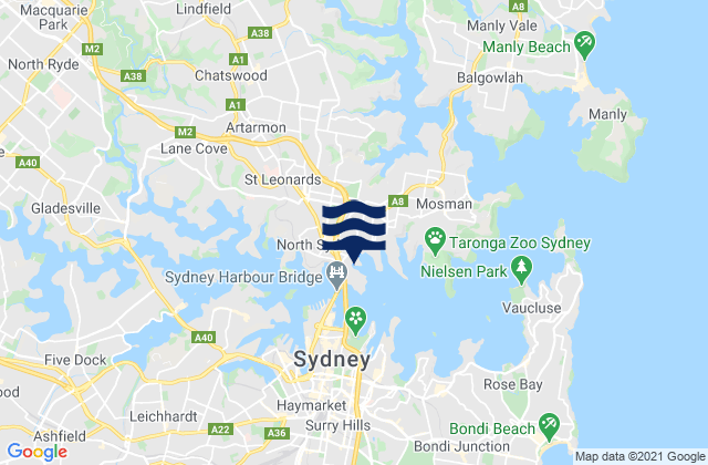 Great Sirius Cove, Australiaの潮見表地図