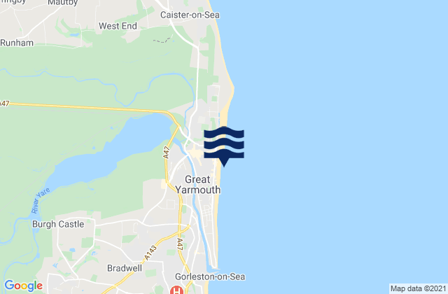 Great Yarmouth, United Kingdomの潮見表地図