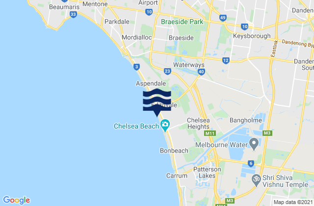 Greater Dandenong, Australiaの潮見表地図