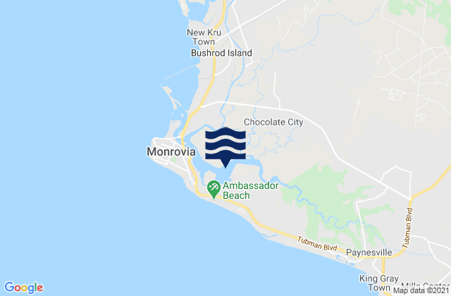 Greater Monrovia, Liberiaの潮見表地図