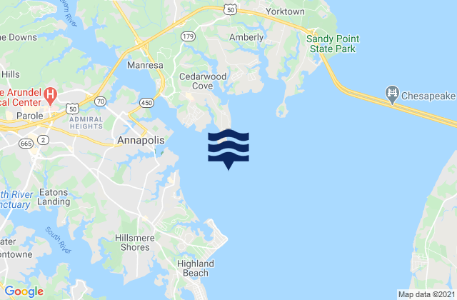 Greenbury Point Shoal Light, United Statesの潮見表地図
