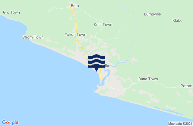 Greenville, Liberiaの潮見表地図