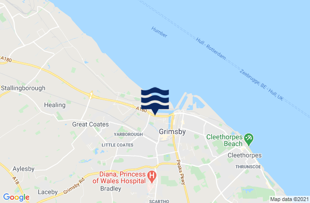 Grimbsy, United Kingdomの潮見表地図