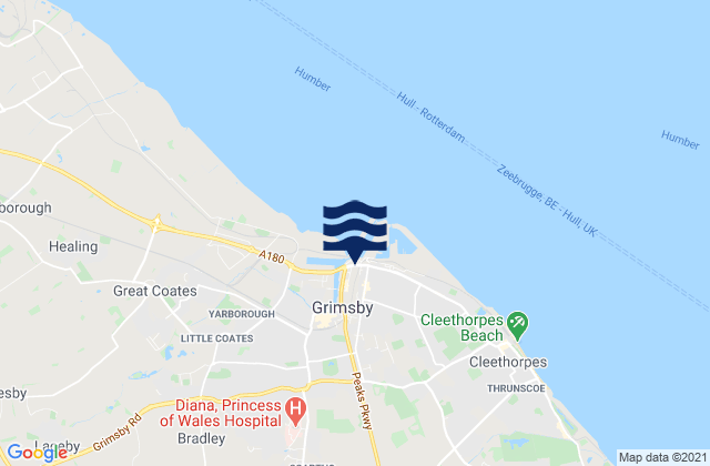 Grimsby, United Kingdomの潮見表地図
