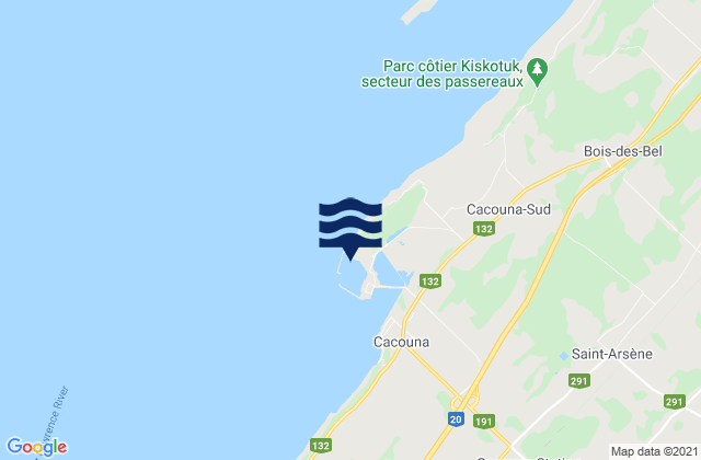 Gros Cacouna, Canadaの潮見表地図