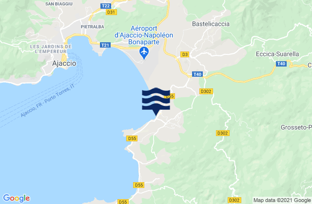 Grosseto-Prugna, Franceの潮見表地図