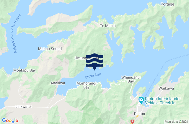 Grove Arm, New Zealandの潮見表地図