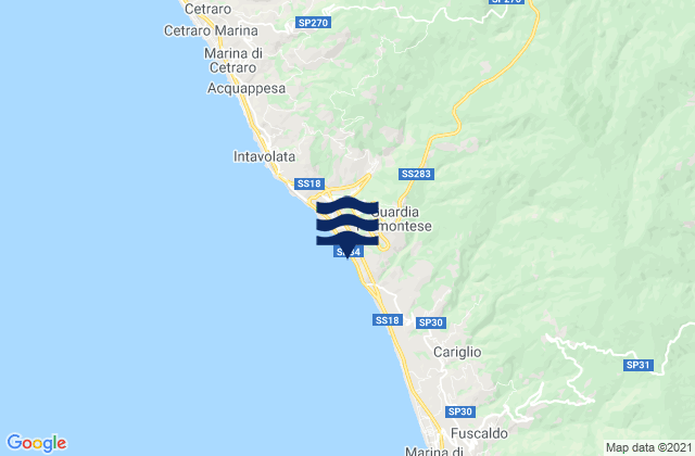 Guardia Piemontese, Italyの潮見表地図