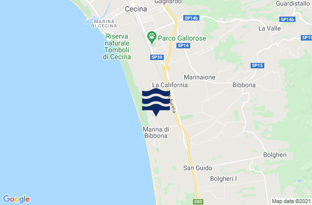 Guardistallo, Italyの潮見表地図