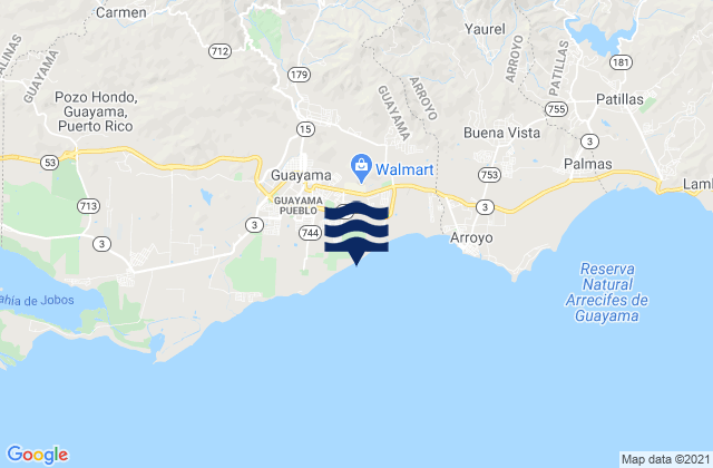 Guayama, Puerto Ricoの潮見表地図