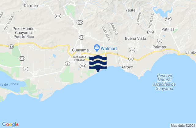 Guayama Municipio, Puerto Ricoの潮見表地図