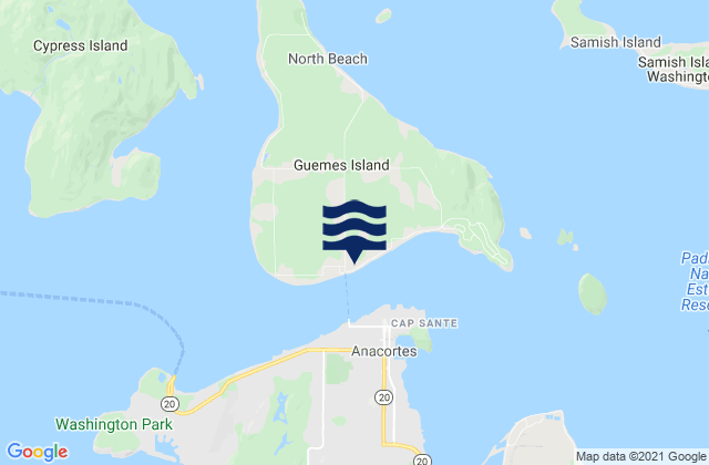 Guemes Island, United Statesの潮見表地図