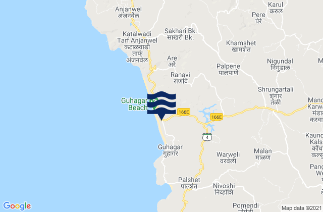 Guhāgar, Indiaの潮見表地図