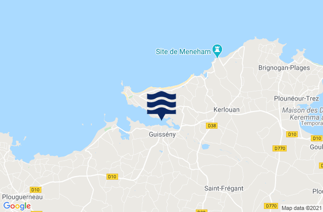 Guissény, Franceの潮見表地図