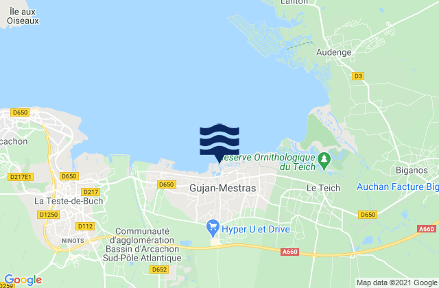 Gujan-Mestras, Franceの潮見表地図