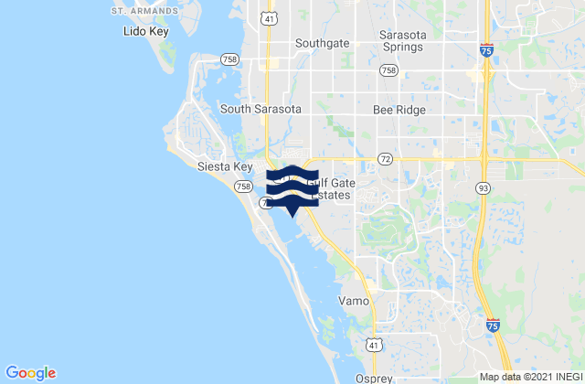 Gulf Gate Estates, United Statesの潮見表地図