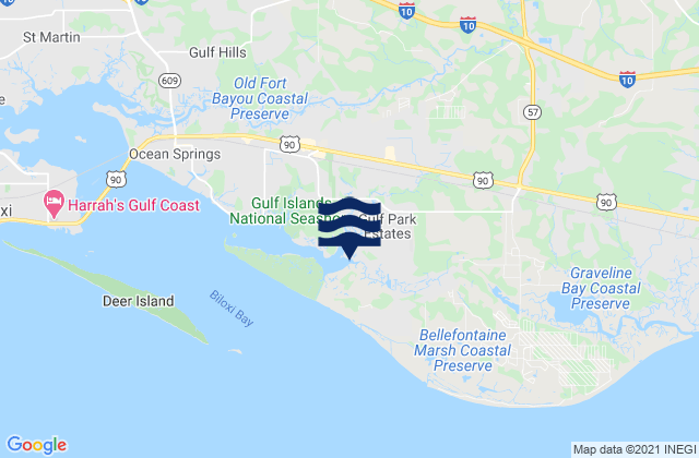 Gulf Park Estates, United Statesの潮見表地図