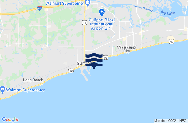 Gulfport Harbor Mississippi Sound, United Statesの潮見表地図