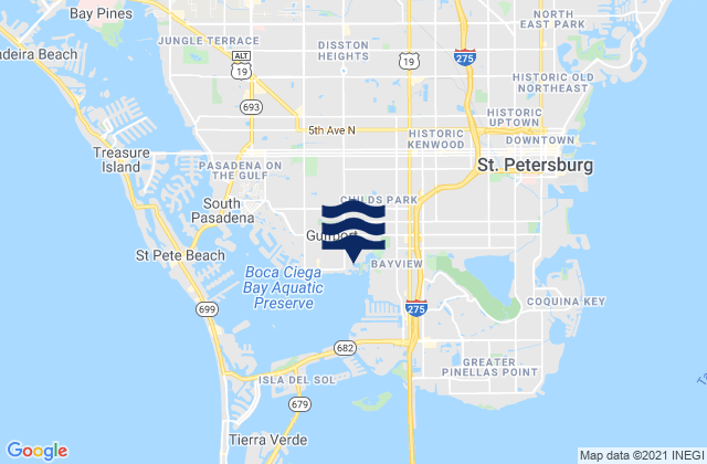 Gulfport, United Statesの潮見表地図