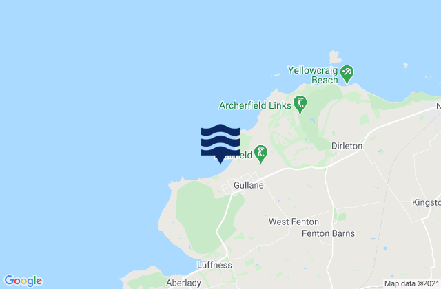 Gullane Beach, United Kingdomの潮見表地図