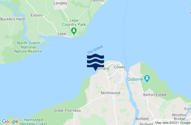 Gurnard Bay, United Kingdomの潮見表地図