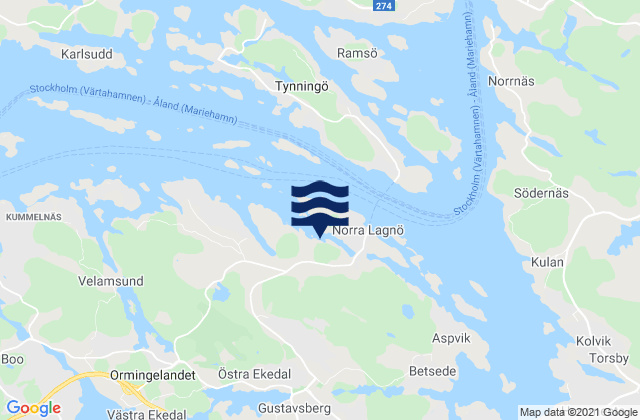 Gustavsberg, Swedenの潮見表地図