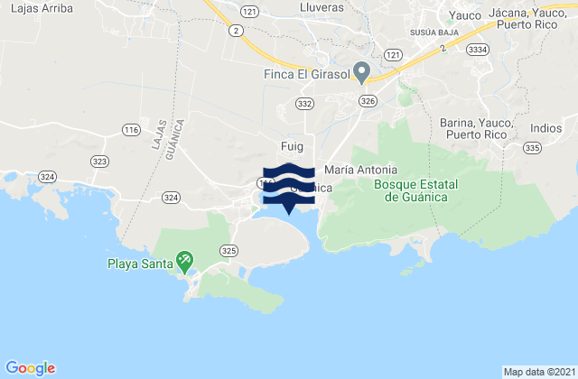 Guánica Barrio-Pueblo, Puerto Ricoの潮見表地図