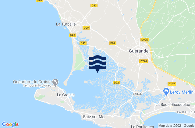 Guérande, Franceの潮見表地図