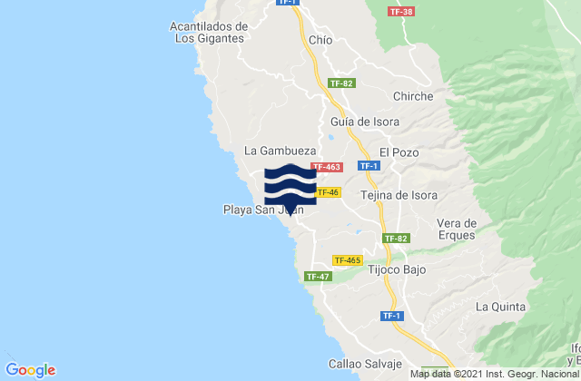 Guía de Isora, Spainの潮見表地図